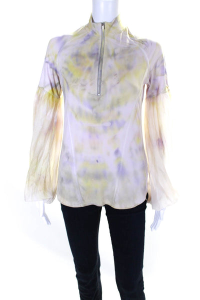 Jonathan Simkhai X Carbon38 Womens Purple Tie Dye Half Zip Jacket Size S