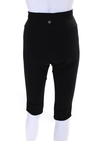 Lululemon Womens Elastic Waist Slip-On Athletic Cropped Leggings Black Size M