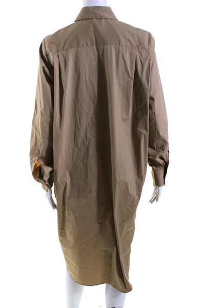 Hubert Gasser Womens Cotton Long Sleeve Button Down Shirt Dress Brown Size 42