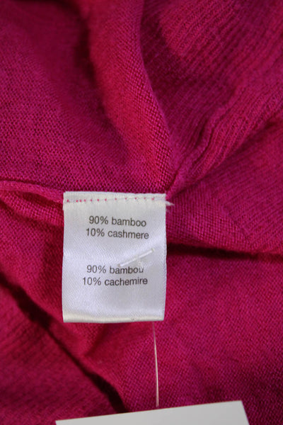 Adam Adam Lippes Womens Bamboo Button Down Cardigan Sweater Hot Pink Size Small