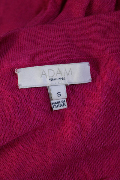 Adam Adam Lippes Womens Bamboo Button Down Cardigan Sweater Hot Pink Size Small