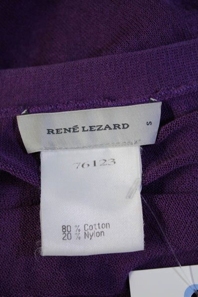 Rene Lezard Womens Long Sleeves Light Cardigan Sweater Purple Cotton Size Small