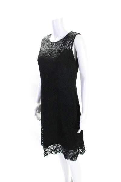 Elie Tahari Womens Zip Up Sleeveless Scoop Neck Lace Overlay Dress Black Size 6