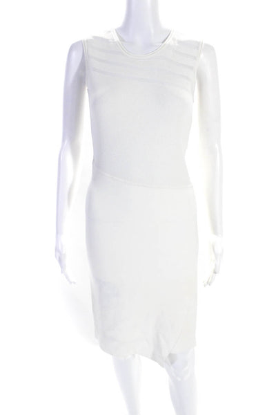 Elie Tahari Womens Sleeveless Crew Neck Knit Knee Length Dress White Size Small