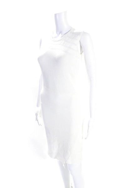 Elie Tahari Womens Sleeveless Crew Neck Knit Knee Length Dress White Size Small