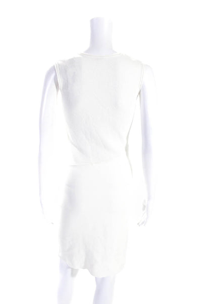 Elie Tahari Womens Sleeveless Crew Neck Knit Knee Length Dress White Size Small