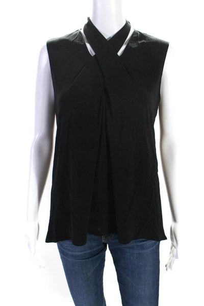 Elie Tahari Womens Sleeveless Halter V Neck Knit Top Blouse Black Size Small