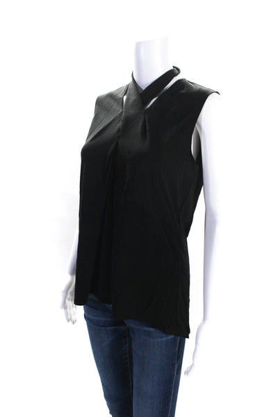 Elie Tahari Womens Sleeveless Halter V Neck Knit Top Blouse Black Size Small