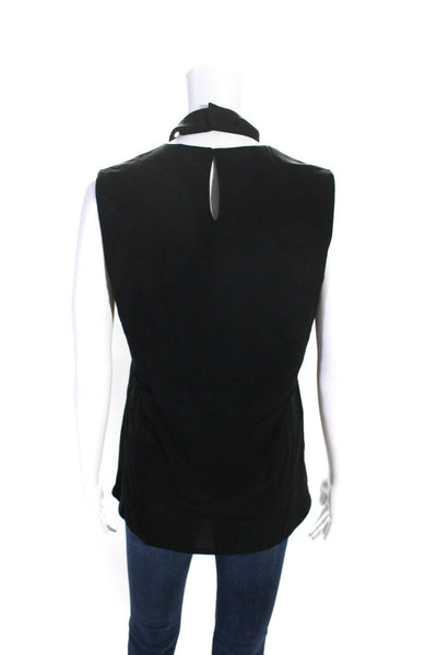 Elie Tahari Womens Sleeveless Halter V Neck Knit Top Blouse Black Size Small