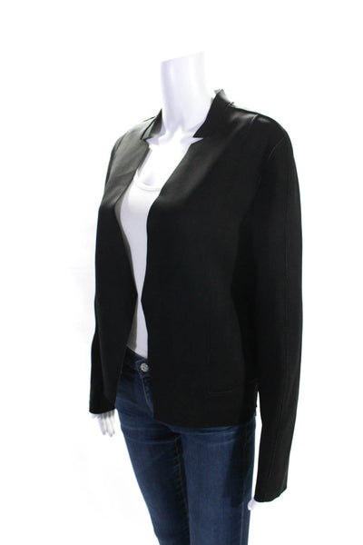 Elie Tahari Womens Long Sleeve Open Front Lightweight Jacket Black Cotton Size 4