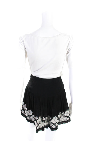 Figue Womens Black White Embroidered Lined Mini Skirt Size 6