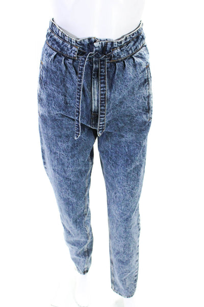 Isabel Marant Womens Blue Medium Wash High Rise Drawstring Straight Jeans Size36