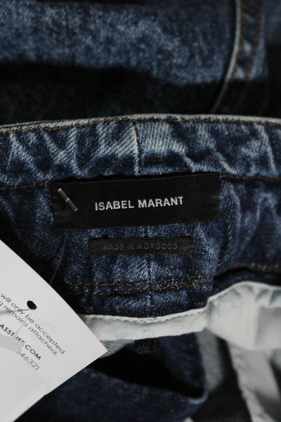 Isabel Marant Womens Blue Medium Wash High Rise Drawstring Straight Jeans Size36