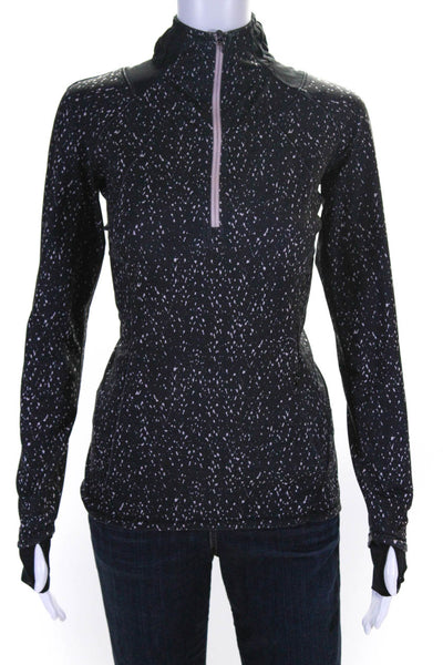 Lululemon Womens Spotted Print Half Zip Activewear Jacket Black Size 4