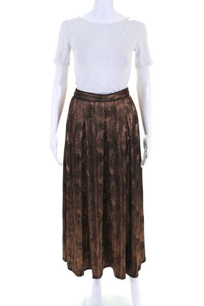 Hunter Bell Womens Metallic Pleated Maxi Skirt Bronze Size 0