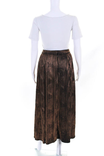 Hunter Bell Womens Metallic Pleated Maxi Skirt Bronze Size 0