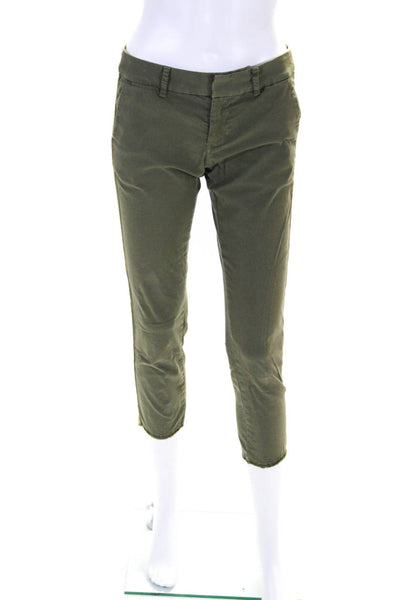 Nili Lotan Womens Cotton Striped Trim Chinos Green Size 0