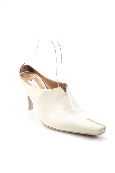 Donald J Pliner Womens Stiletto Pointed Slit Mules Pumps White Leather Size 8