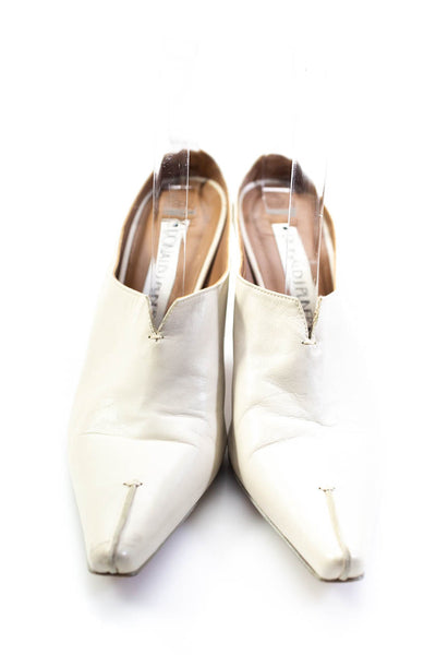 Donald J Pliner Womens Stiletto Pointed Slit Mules Pumps White Leather Size 8