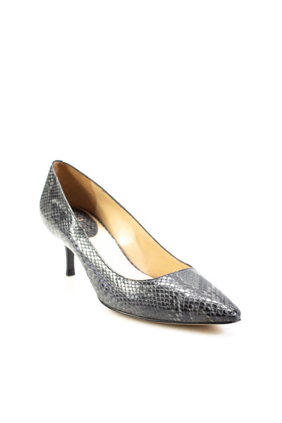 Cole Haan Womens Stiletto Pointed Toe Snake Embossed Pumps Gray Leather Size 7.5