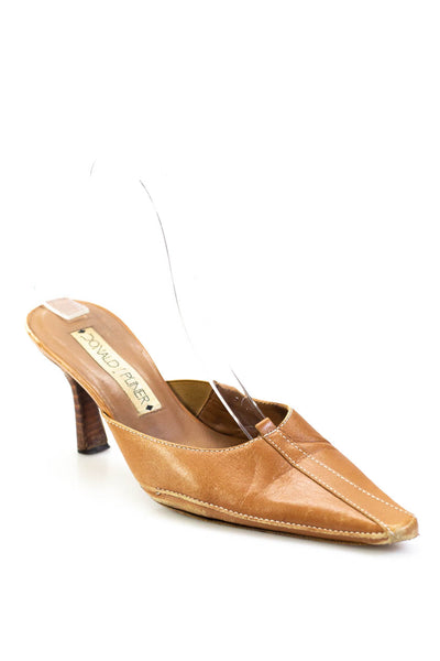 Donald J Pliner Womens Tapered Heel Pointed Square Toe Mules Brown Leather 8M