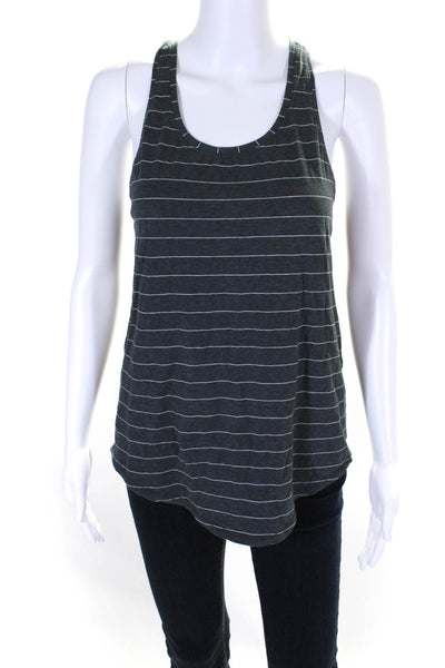 Designer Womens Striped Round Neck Sleeveless Pullover Tank Top Green Size M