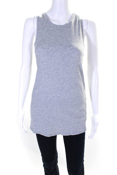 Lululemon Womens Cotton Round Neck Sleeveless Back Slit Tank Top Gray Size M