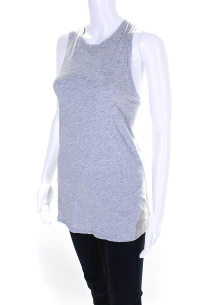 Lululemon Womens Cotton Round Neck Sleeveless Back Slit Tank Top Gray Size M