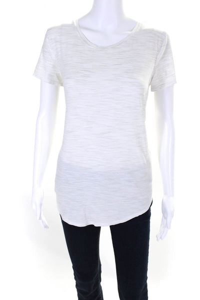 Lululemon Womens Striped Round Neck Short Sleeve Pullover T-Shirt White Size M