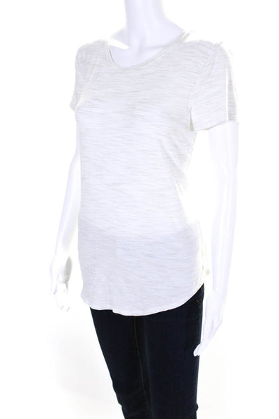 Lululemon Womens Striped Round Neck Short Sleeve Pullover T-Shirt White Size M