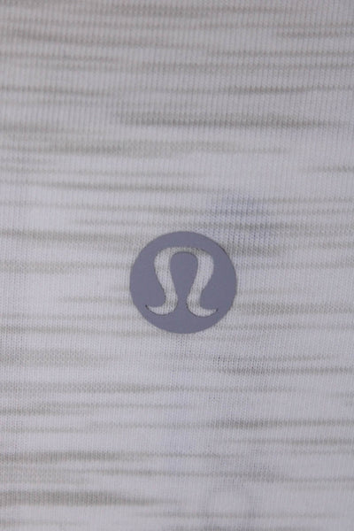 Lululemon Womens Striped Round Neck Short Sleeve Pullover T-Shirt White Size M