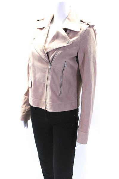 Robert Rodriguez Womens Leather Suede Full Zip Biker Jacket Light Pink Size 8