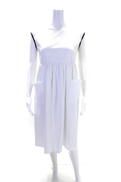 United Colors of Benetton Womens Cotton Jersey Knit Mid Calf Dress White Size S