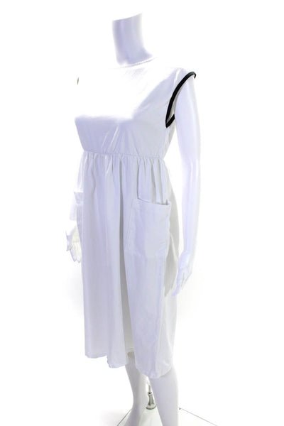 United Colors of Benetton Womens Cotton Jersey Knit Mid Calf Dress White Size S