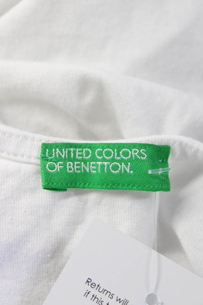 United Colors of Benetton Womens Cotton Jersey Knit Mid Calf Dress White Size S