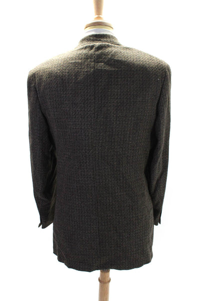 Peerless MAN Mens Wool Woven Textured Buttoned Collared Blazer Brown Size EUR41T