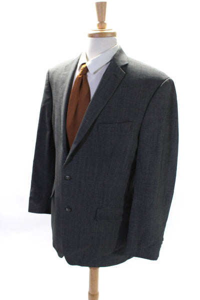 Calvin Klein Mens Spotted Textured Buttoned Long Sleeve Blazer Gray Size EUR44