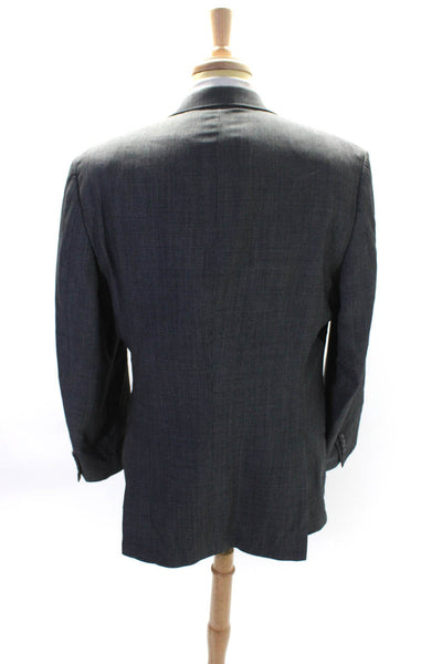 Calvin Klein Mens Spotted Textured Buttoned Long Sleeve Blazer Gray Size EUR44