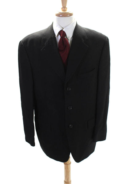 Ralph Ralph Lauren Mens Striped 2-Piece Buttoned Blazer Jacket Black Size EUR44