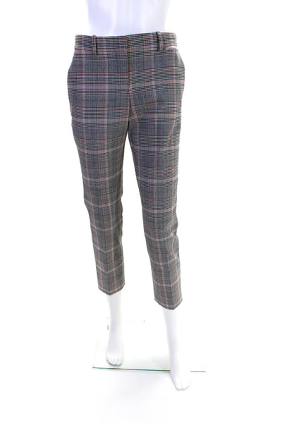 Theory Womens Plaid Treeca 2 Portland Dress Pants Black Red Wool Size 2