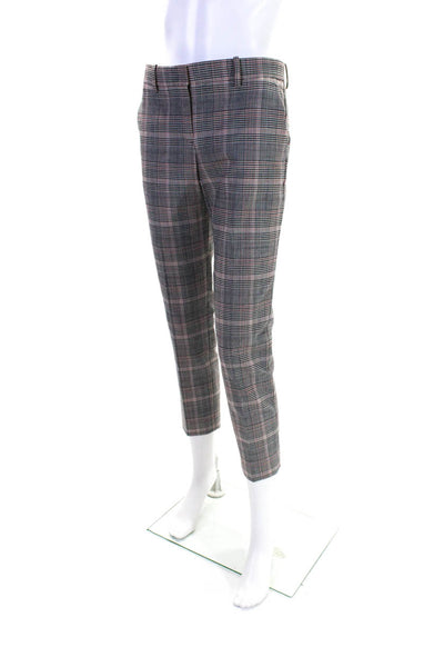 Theory Womens Plaid Treeca 2 Portland Dress Pants Black Red Wool Size 2