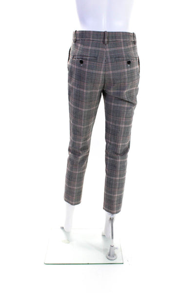 Theory Womens Plaid Treeca 2 Portland Dress Pants Black Red Wool Size 2