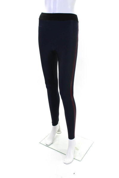 Ultracor Womens Knit Pull On Striped High Rise Leggings Pants Navy Blue Size S