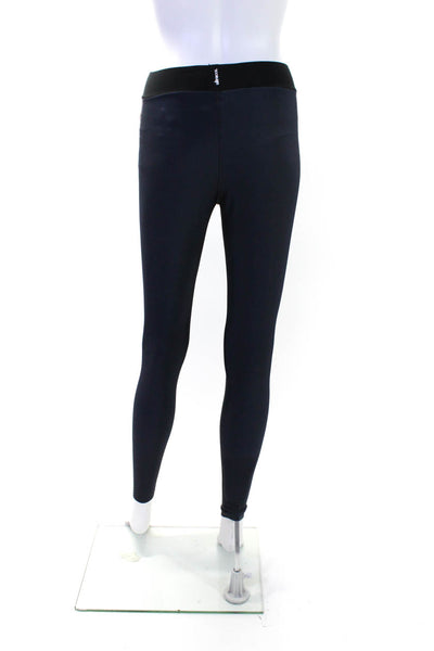 Ultracor Womens Knit Pull On Striped High Rise Leggings Pants Navy Blue Size S