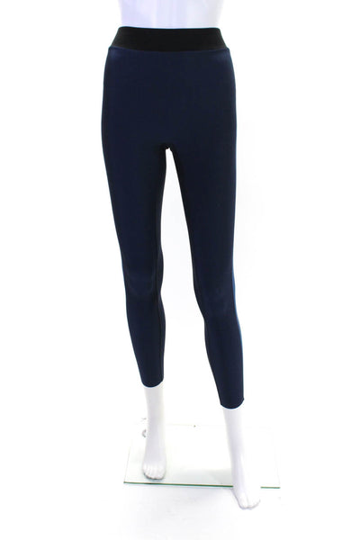 Ultracor Womens Knit Striped Pull On High Rise Leggings Pants Navy Blue Size S