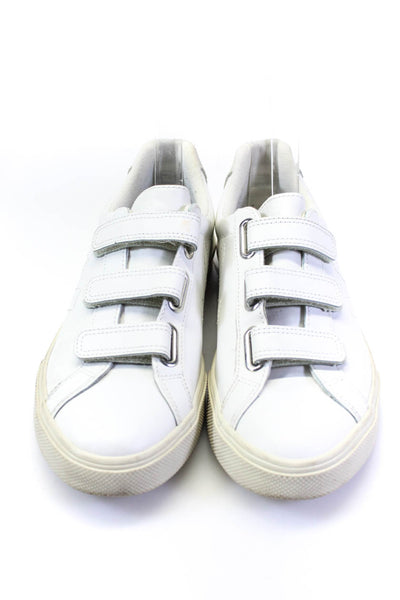 Veja Womens Leather Low Top Hook Pile Tape Casual Walking Sneakers White Size 6