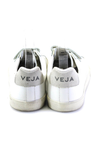 Veja Womens Leather Low Top Hook Pile Tape Casual Walking Sneakers White Size 6