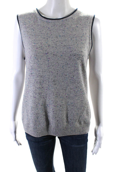 St. John Womens Cashmere Knit Spotted Print Sleeveless Sweater Vest Gray Size M