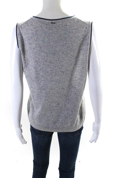 St. John Womens Cashmere Knit Spotted Print Sleeveless Sweater Vest Gray Size M