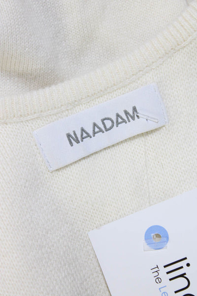 Naadam Womens Cotton Ribbed Knit Cold Shoulder Pullover Sweater White Size S